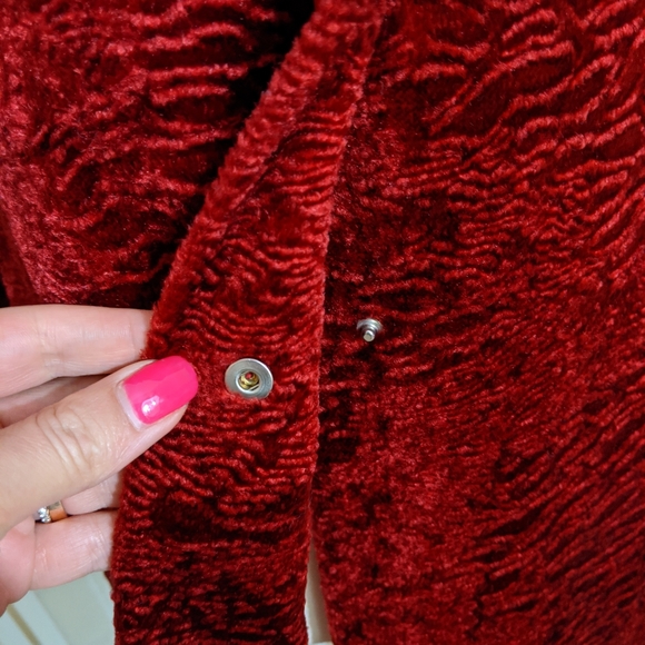 SOLD Vintage Coat Italian Red Velvet FIRM PRICE - Picture 6 of 9